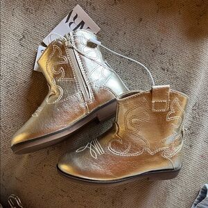Zara Kids Gold Boots Cowboy